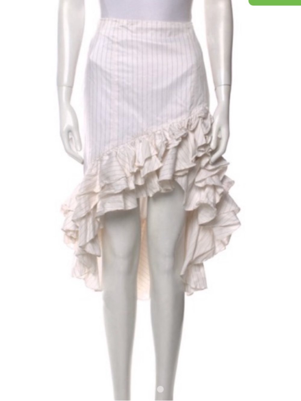 Caroline Constas Cream Pinstripe Ruffle High-Low Skirt